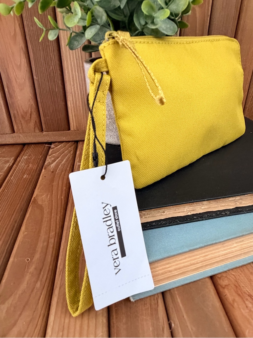 Vera Bradley Mustard Yellow Canvas Wristlet Pouch